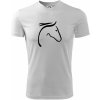 Kôň - hlava silueta - Pánske tričko Fantasy športové - 3XL ( Biela )