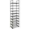 Kovový 10-úrovňový stojan pre obuv, botník, 45 x 174 cm, čierny