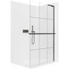 CERANO - Sprchová zástena Walk-in Onyx L-pravá vzpera - 8 mm + polička / držiak na uteráky - čierna matná, industriálne sklo - 100x200 cm