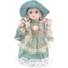 Porcelánová bábika v zelenom oblečení 21cm (Bábika z porcelánu)
