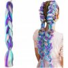 Syntetické vlasy - Vrkoč modro-fialovo-ružovo-biely 120cm