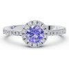 Zlatý prsteň DF 3098 z bieleho zlata s tanzanitom a diamantmi s celkovou hmotnosťou 0,88 ct 54