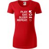 Stolný tenis - eat sleep - Dámske tričko z organickej bavlny Origin (GOTS) - M ( Červená )