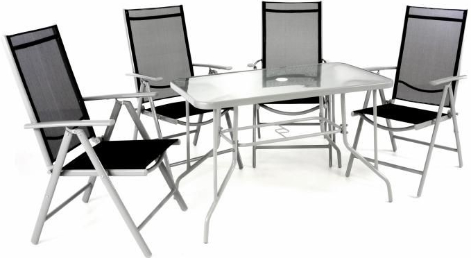 Garthen 40988 Záhradný skladací set stôl + 4 stoličky - čierna