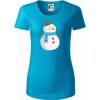 Snehuliak so šálom - Dámske tričko z organickej bavlny Origin (GOTS) - 2XL ( Svetlý tyrkys )