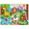 Tooky Toy: Drevené puzzle so zvieratami ľahko uchopiteľnými tvarmi - Divoké zvieratá