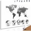 Obraz na korku bielo-šedá mapa s glóbusmi