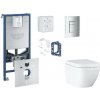Grohe Rapid SLX - Set predstenovej inštalácie, klozetu, dosky SoftClose, tlačidla Skate Cosmopolitan a súpravy na vhadzovanie tabliet, Triple Vortex, matný chróm SANI11BB2128