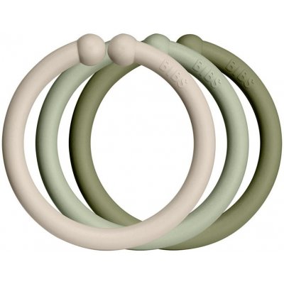 BIBS Loops závesné krúžky Vanilla / Sage / Olive 12 ks