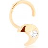 Šperky eshop - Zlatý piercing do nosa 585 - zahnutý, kosáčik mesiaca s čírym zirkónikom S2GG96.07