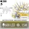 Zara led svetelná záclona vonkajšia flash - 600led - 15m teplá biela/flash prebliknutie studená biela - transparentný kábel