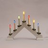 KONSTSMIDE Adventní svícen 2262-210 dřevěný bílý HARLEKÝN 7x34V 0,2W LED Filament mix barev