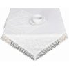 Obrus celoročný, Biela sasanka s čipkou, biely 120 x 140cm obdĺžnik
