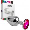 Butt Plug Silver Rosebud Classic with Fuchsia Jewel Size S