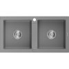 Mexen Mario žulový drez 2-komorový 820 x 436 mm, sivý, sifón chróm - 6504822000-71