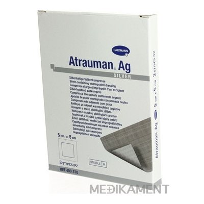 ATRAUMAN AG kompres impregnovaný, obsahuje striebro (5x5cm) 1x3 ks