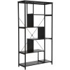 Signal Policový kovový regál NET B čierny mat/čierne drevo 75 cm x 132 cm x 35 cm
