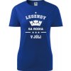 Modré dámske tričko Legendy sa rodia v júli darček pre ženu