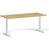 Výškovo nastaviteľný stôl, 180x80 cm, 1 motor, biela podnož, buk