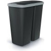 Odpadkový koš Prosperplast COMPACTA Q DUO, 45 l černý se světle šedým víkem