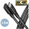 AXAGON BUCM32-CF15AB prodlužovací kabel USB-C (M) - USB-C (F), 1,5m, USB 20Gbps, PD 240W 5A, 8K HD, ALU, oplet, černý (BUCM32-CF15AB)