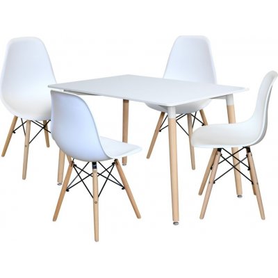 IDEA nábytok Jedálenský stôl 120x80 UNO biely + 4 stoličky UNO biele