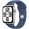 Apple Watch SE 44 mm Strieborný hliník s denimovým športovým remienkom – S/M MXEQ3QC/A