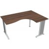 Hobis Pracovný stôl Flex, ergo, ľavý, 160x75,5x120 (80x60) cm, orech/kov