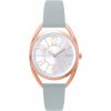 MINET Rose gold dámske hodinky s číslami ICON PINK so šedým koženým remienkom