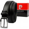 Kožený opasok Pierre Cardin PARURE05 BLACK SILVER – čierny, 3,5 cm, lesklá pracka