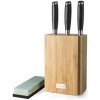 G21 Sada nožov Gourmet Damascus v bambusovom bloku 3 ks brúsnych kameňov