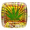 WeedShop Sklenený popolník hranatý - List konope Varianty: List zelený špirál