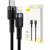 Baseus CATLKLF-G1 Odolný nylonový opletený vodič USB Typ C PD/Lightning 18W QC3.0, 1m, černo-šedý