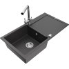 Mexen Leo, drez granitový 900x500x190 mm, 1-komorový a chrómová batéria Duero, čierna škvrnitá, 6501-76-671600-00