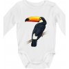 Tukan kreslený - Body dojčenské s dlhým rukávom - Dlhý r. do 3 mes ( Biela )