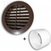 Okrúhla vetracia mriežka d125 HNEDÁ so sieťkou + Spojka d129 ako ukotvenie - MIKAWI 14-8875