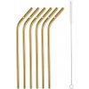 Kovové slamky G21 BeEco Party 6 ks zlaté, zahnuté + kefka na čistenie