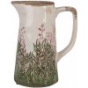 Clayre & Eef Béžovo-zelený dekoračný džbán s ružovými kvetmi Rustic Flower M - 16*11*20 cm - Clayre & Eef