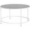 Okrúhly konferenčný stolík, stolík s oceľovým rámom, biela a sivá farba