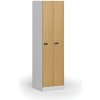 Kovová šatníková skrinka S1 zúžená, 2 oddiely, 1850 x 500 x 500 mm, demont, mechanický kódový zámok, laminované dvere, buk