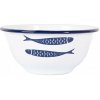 Clayre & Eef Biela dekoračná smaltovaná miska s rybkami 14 x 7 cm 350 ml