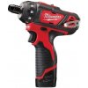 MILWAUKEE M12 BD-202C aku vŕtačka 12V/2*2Ah, 30Nm, upnutie 1/4