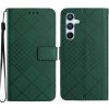 Peňaženkové kožené puzdro Rhombic Grid na Samsung Galaxy S24 5G - Zelená