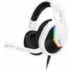 CONNECT IT | CONNECT IT CHP-3595-WH - LED RGB Herné káblové slúchadlá s mikrofónom biela/čierna | TD0051