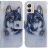 Peňaženkové kožené puzdro na Motorola Moto G13 / G23 / G53 5G - White Wolf