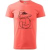 Futbalová lopta kopačka jedným ťahom - Klasické pánske tričko vyššej gramáže - L ( Korálová )