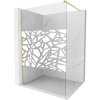Mexen Kioto, sprchová zástena Walk-In 70 x 200 cm, 8mm číre sklo biely vzor, zlatý matný profil, 800-070-101-55-85