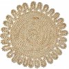 Clayre & Eef Prírodné slamené okrúhle prestieranie Boho s lemovaním Ø 37x1 cm