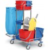 Profesionálny upratovací vozík dvojvedierkový na kompletné upratovanie, 68 x 103 x 114 cm