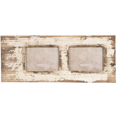 Clayre & Eef Nástenný drevený vintage fotorámček - 56 * 2 * 23 cm / 2x13 * 18 cm